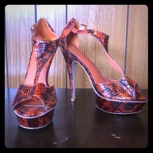 Colin Stuart snake skin print platform sandals